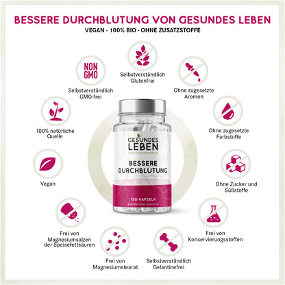 Gesundes Leben - Bessere Durchblutung (Flush Effekt) - 150 Kapseln