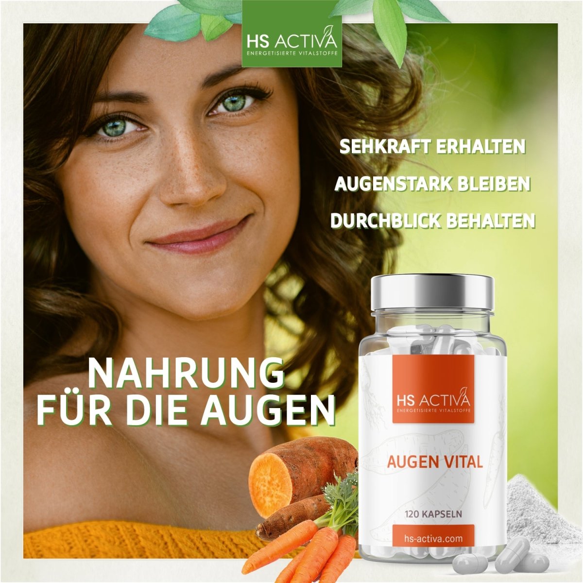 Augen Vital | Hochdosiert mit 20.000 i.E. | 120 Kapseln - HS Activa