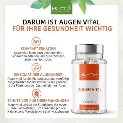 Augen Vital | Hochdosiert mit 20.000 i.E. | 120 Kapseln - HS Activa