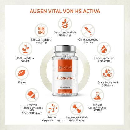 Augen Vital | Hochdosiert mit 20.000 i.E. | 120 Kapseln - HS Activa