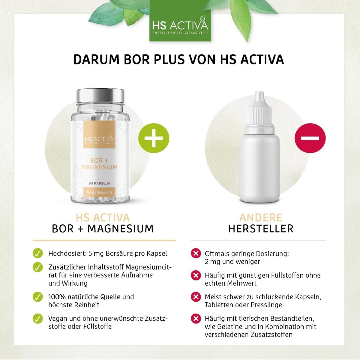 Bor + Magnesium (90 Kapseln) - HS Activa