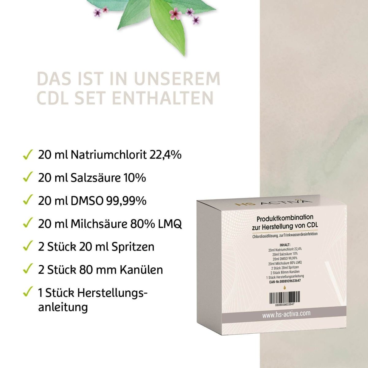 CDL/ CDS (Chlordioxid Lösung) I Zur eigenen Herstellung I Ideal zur Desinfektion & Entgiftung - HS Activa