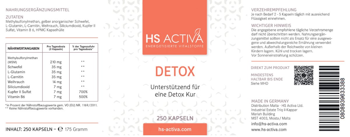 DETOX (250 Kapseln) - HS Activa