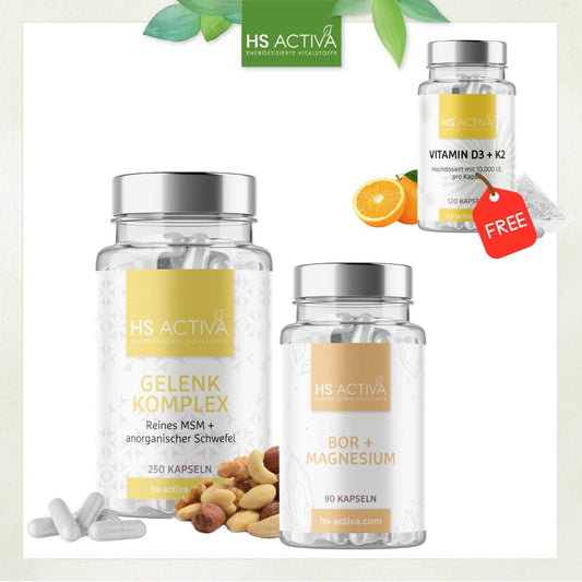 Gelenk Aktiv Set (Gelenk Komplex & Bor + Magnesium) + Vitamin D3+K2 - HS Activa