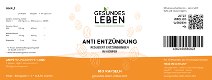 Gesundes Leben - Anti Entzündung - 180 Kapseln - HS Activa