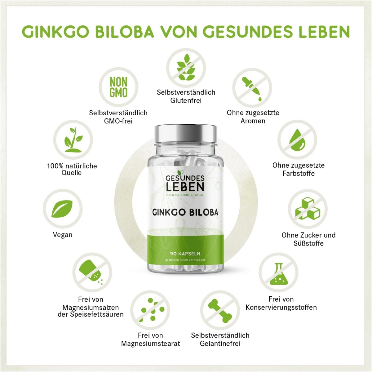 Gesundes Leben - Ginkgo Biloba - 90 Kapseln - HS Activa