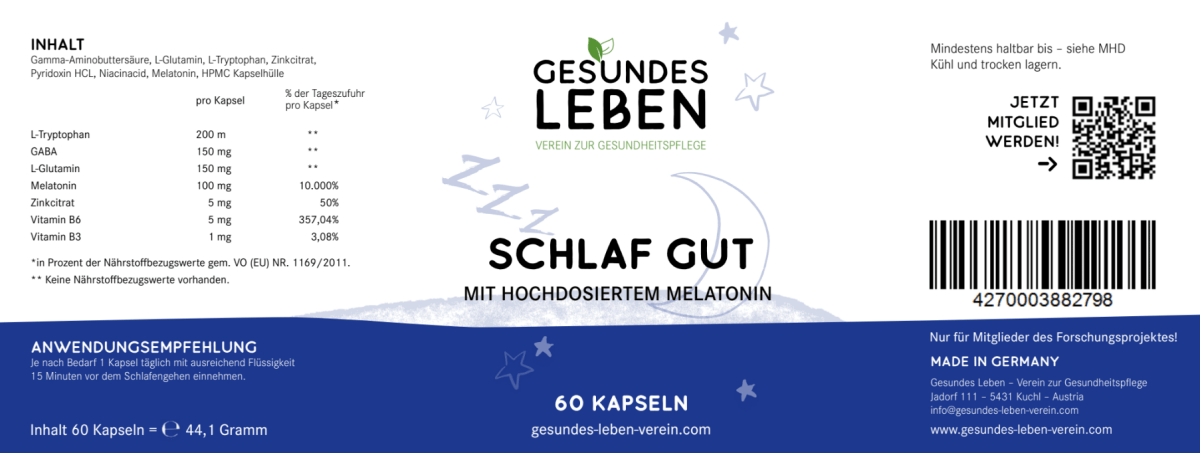 Gesundes Leben - Schlaf Gut - 60 Kapseln - HS Activa