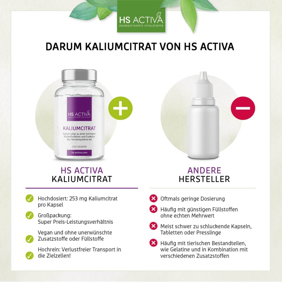 Kalium Citrat (Kapseln oder Pulver) - HS Activa