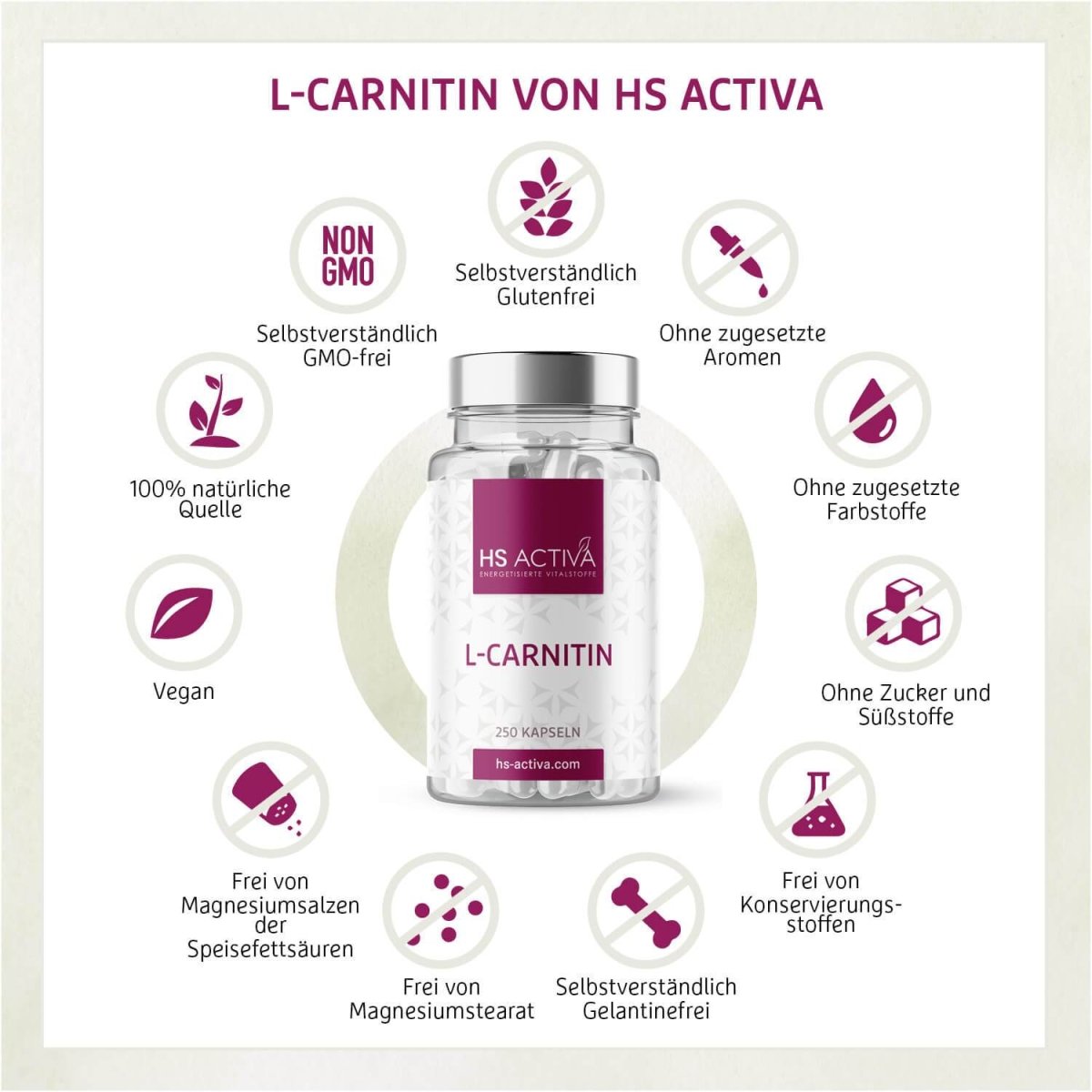 L-Carnitin (Großpackung: 250 Kapseln) - HS Activa