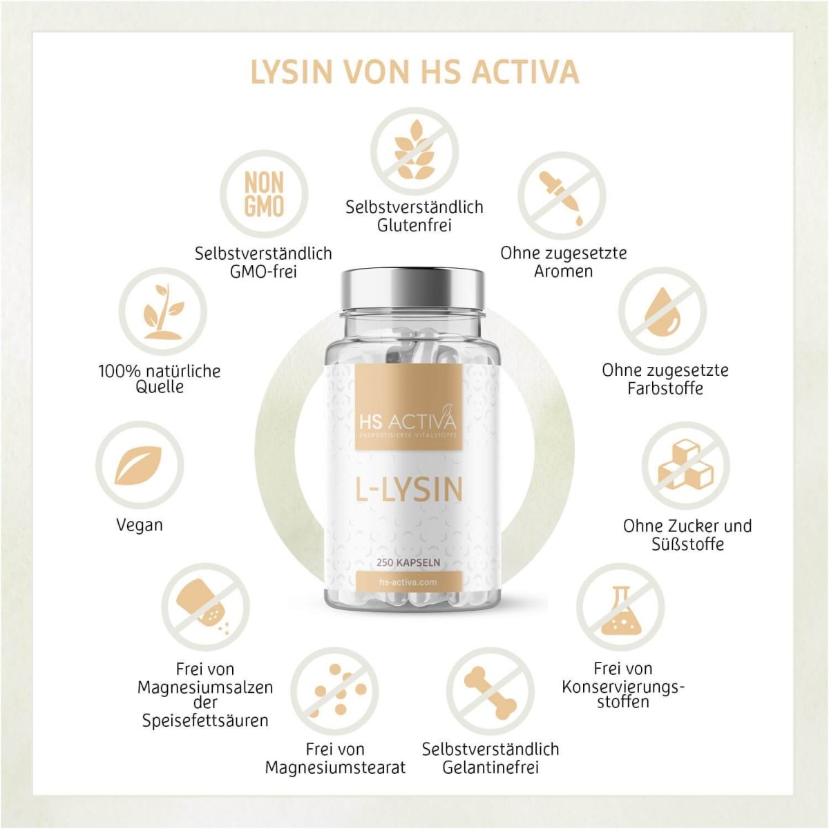 L-Lysin Monohydrochlorid (Großpackung: 250 Kapseln) - HS Activa