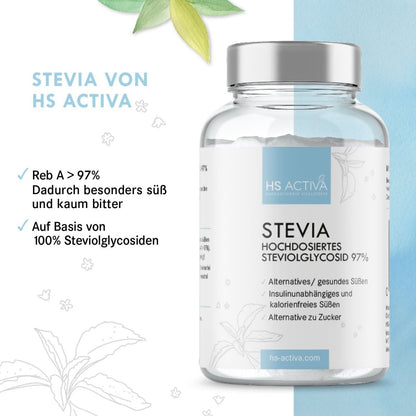 Stevia | Steviolglycosid 97% | Gesundes Süßen | Alternative zu Zucker | 25 Gramm - HS Activa