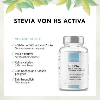 Stevia | Steviolglycosid 97% | Gesundes Süßen | Alternative zu Zucker | 25 Gramm - HS Activa