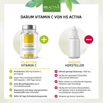 Vitamin C (300 Kapseln oder 300 g Pulver) - HS Activa