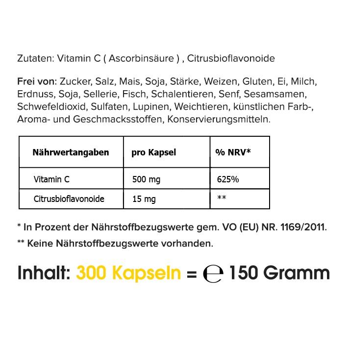 Vitamin C (300 Kapseln oder 300 g Pulver) - HS Activa